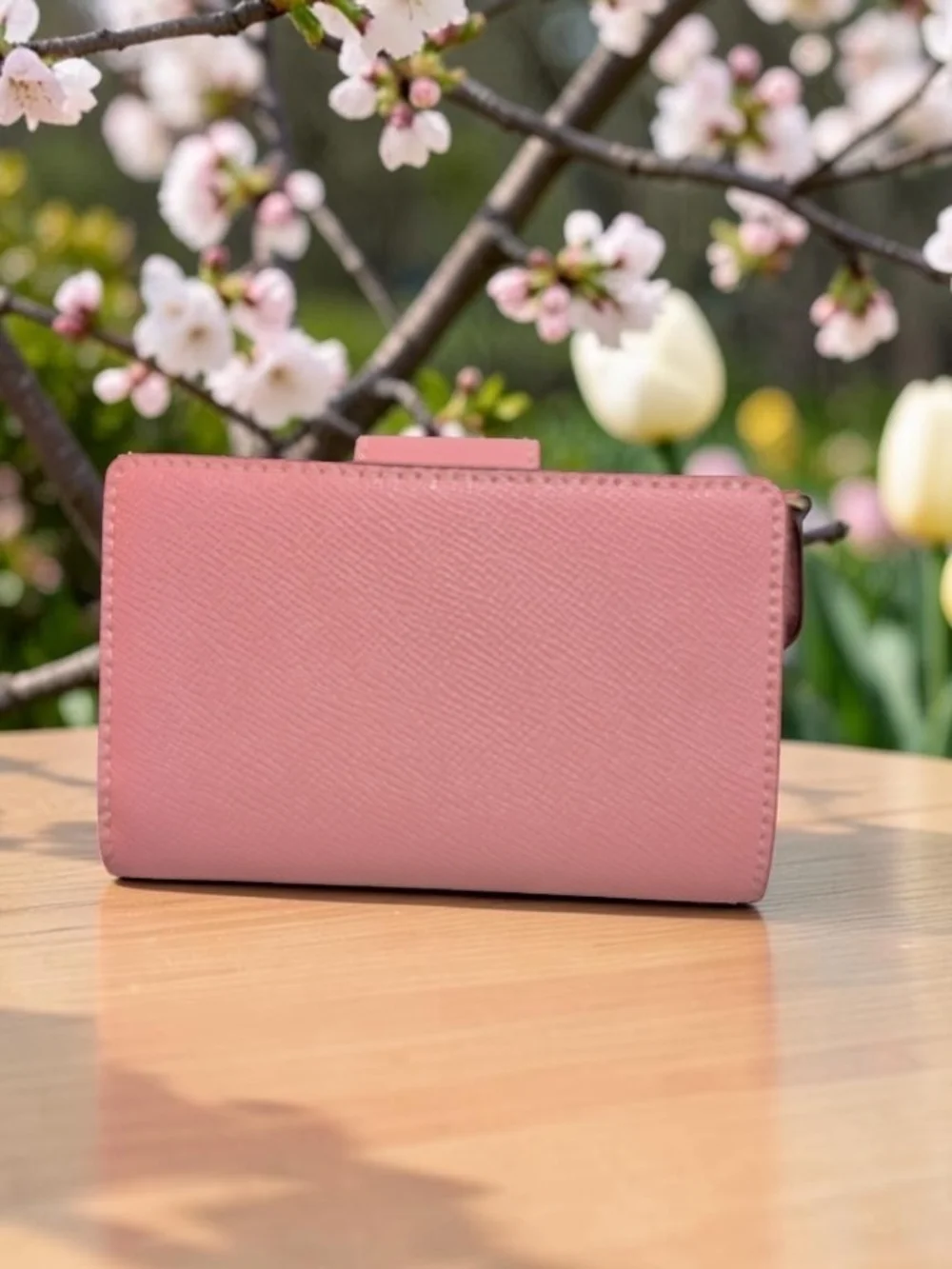 NWOT Coach Pink Saffiano Leather Compact Wallet